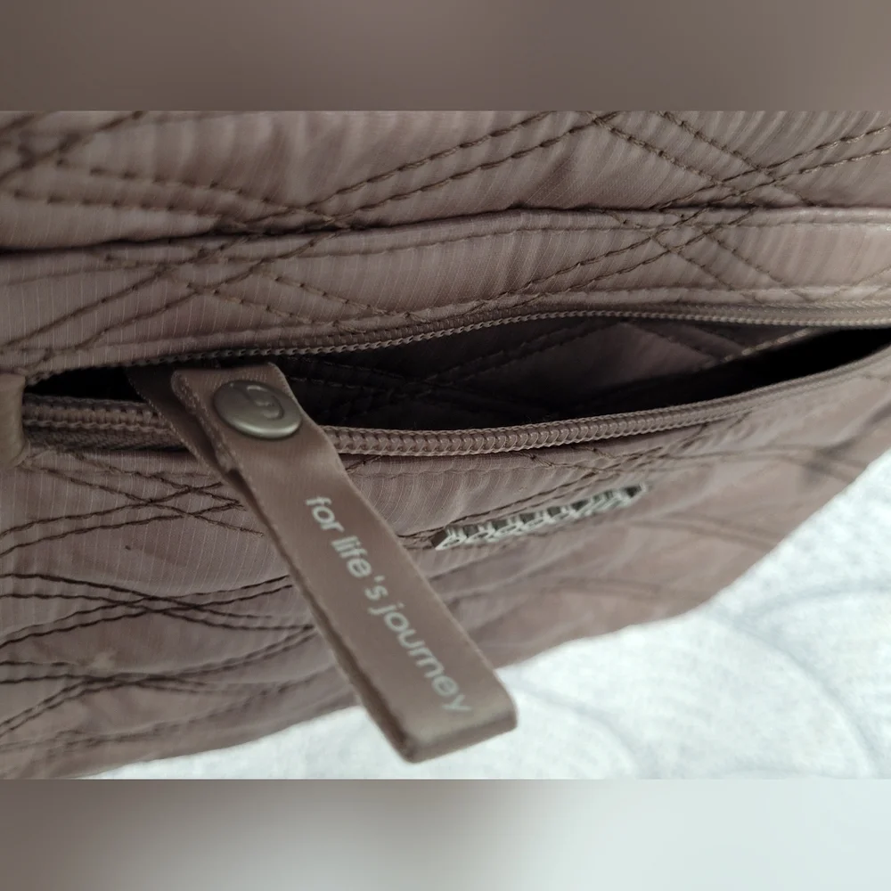 Baggallini Rose Pink Metallic Quilted Crossbody "For Life's Journey" - Picture 7 of 15